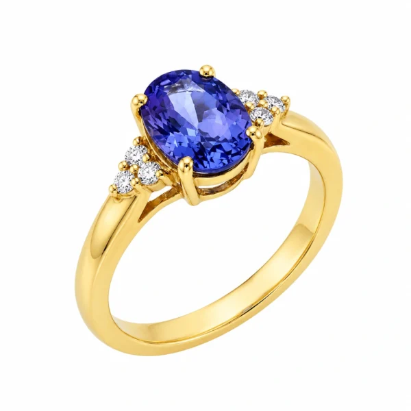 18ct Yellow Gold Tanzanite & Diamond Ring