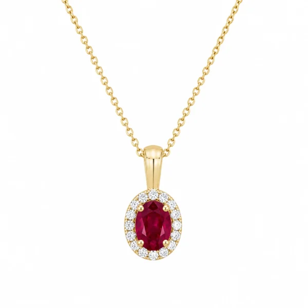 18ct Yellow Gold Ruby & Diamond Necklace