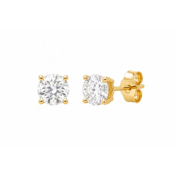 18ct Gold Diamond Solitaire Stud Earrings